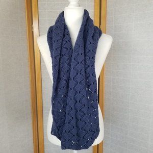 Dooney & Bourke Infinity Scarf Navy Blue Crochet Wool Cashmere Angora Blend OS